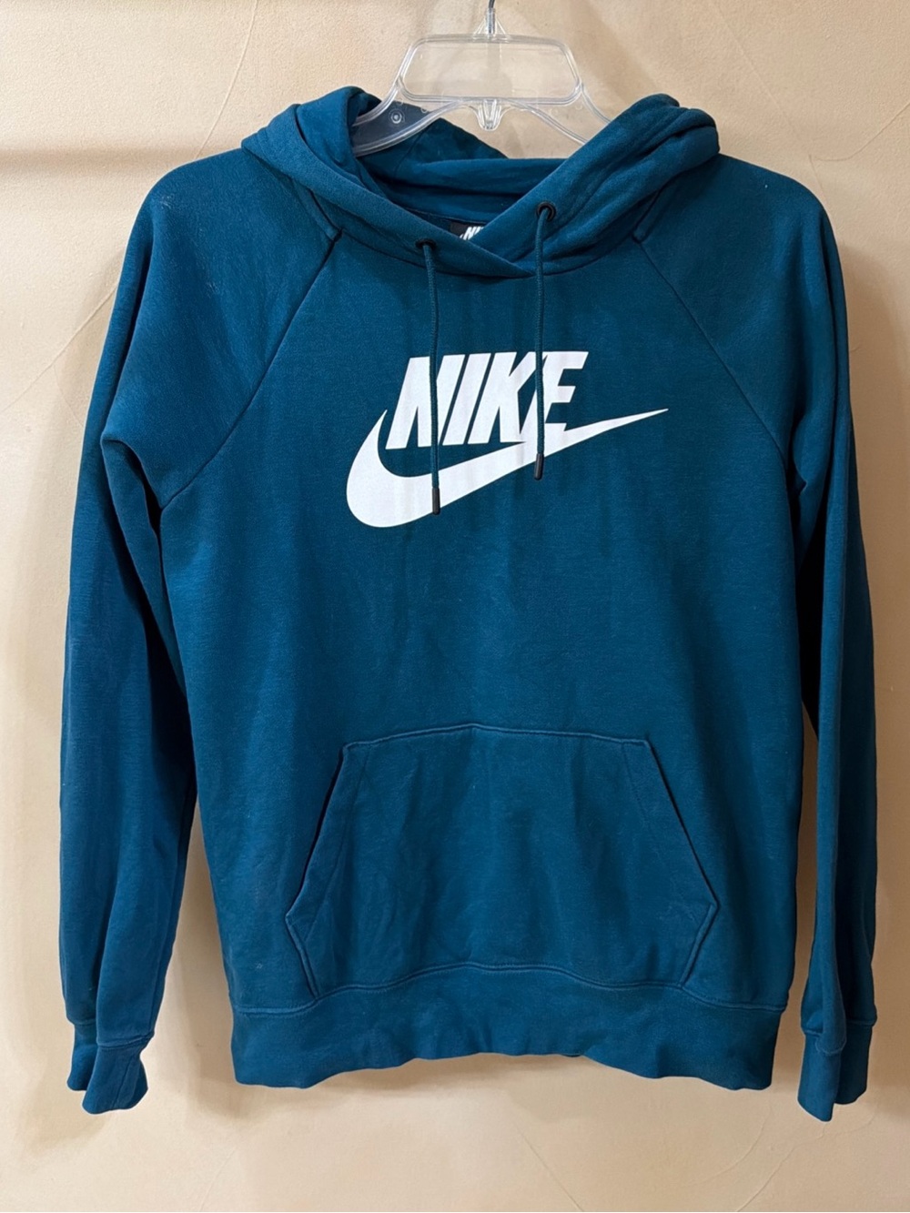Women's Nike Sz XS Swoosh Logo Hoodie Sweatshirt Juniors Teal Pockets Blue Green